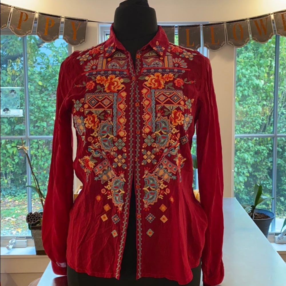 Embroidered Johnny Was Shirt